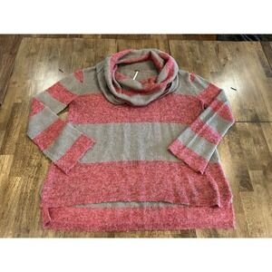 Free People Lulu Rugby Alpaca Sweater Women's Medium Red Brown Cowl Neck